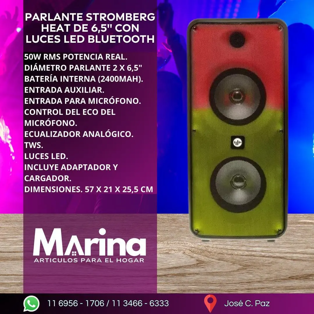 Parlante Stromberg Heat de 6.5 pulgadas con Luces LED Bluetooth
